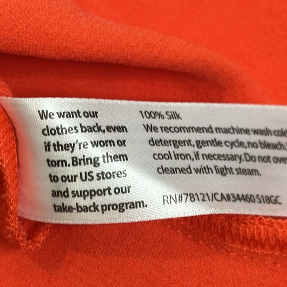 Eileen fisher orange coral slik button down tunic size medium - Picture 7 of 7